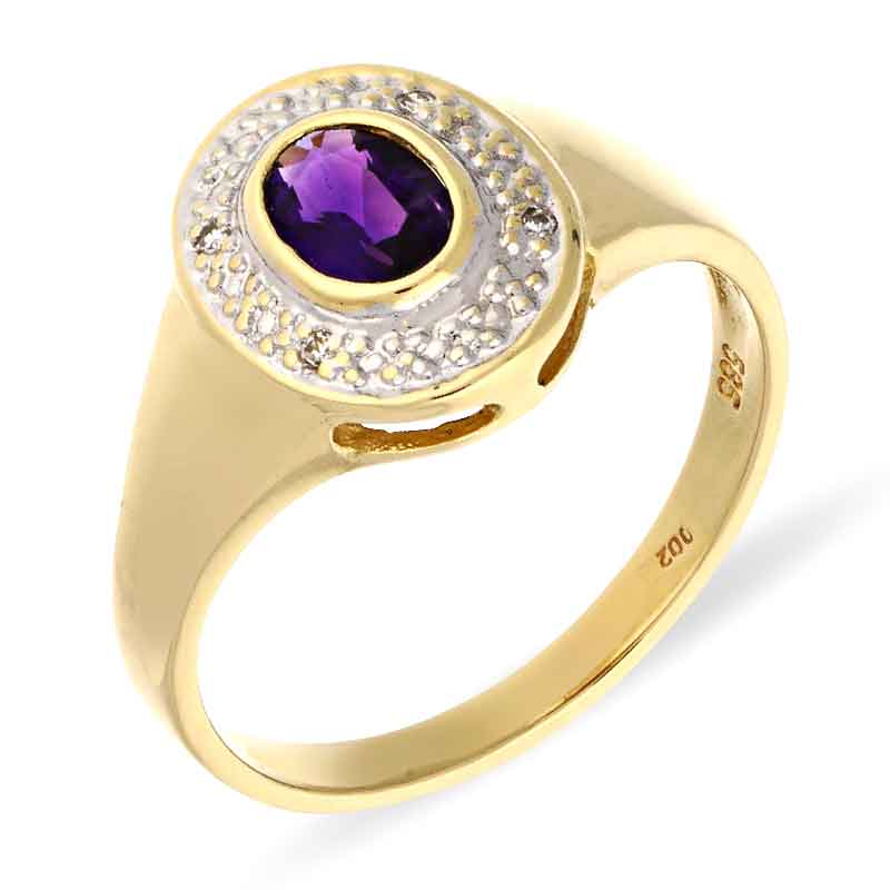 Amethyst-Ring Gelbgold teil-rhodiniert