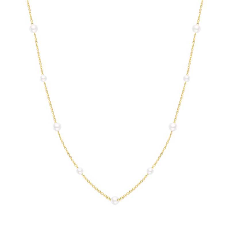 XENOX Perl-Halskette Silber vergoldet