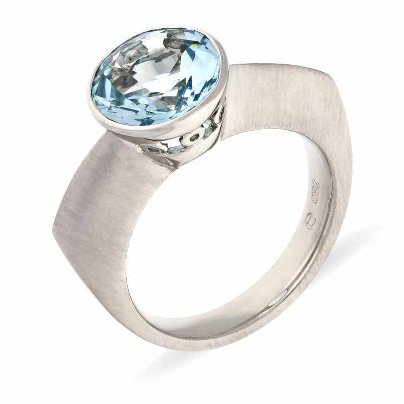 Aquamarin-Ring Weißgold