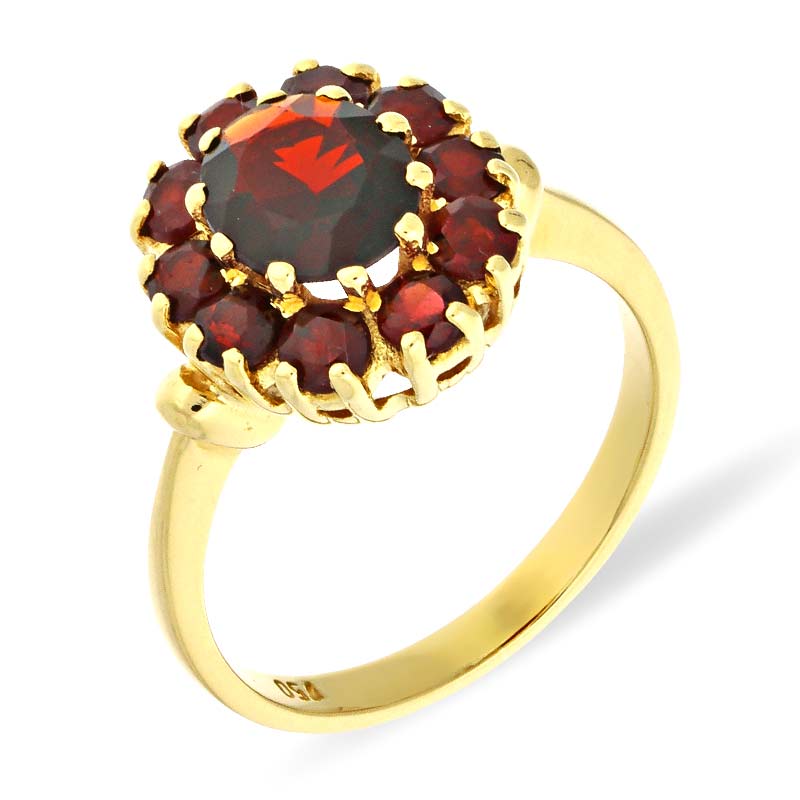 Granat-Ring Gelbgold