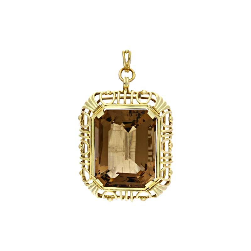 Rauchquarz-Anhänger Gelbgold