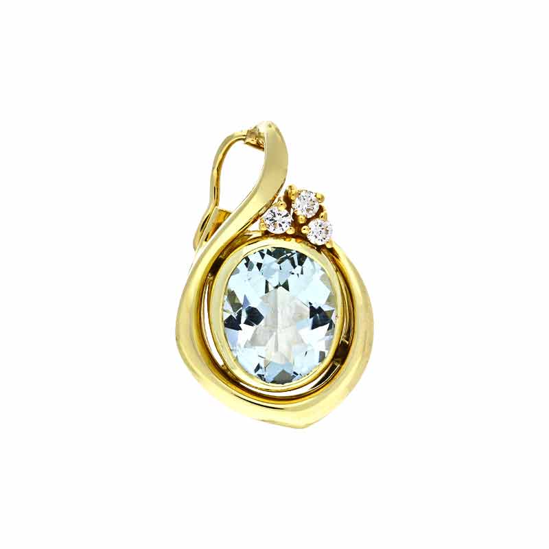 Aquamarin-Clip-Anhänger Gelbgold