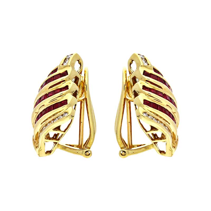 Rubin-Ohrstecker Gelbgold