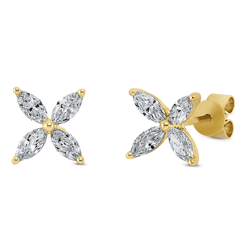 JS Diamant-Ohrstecker Gelbgold