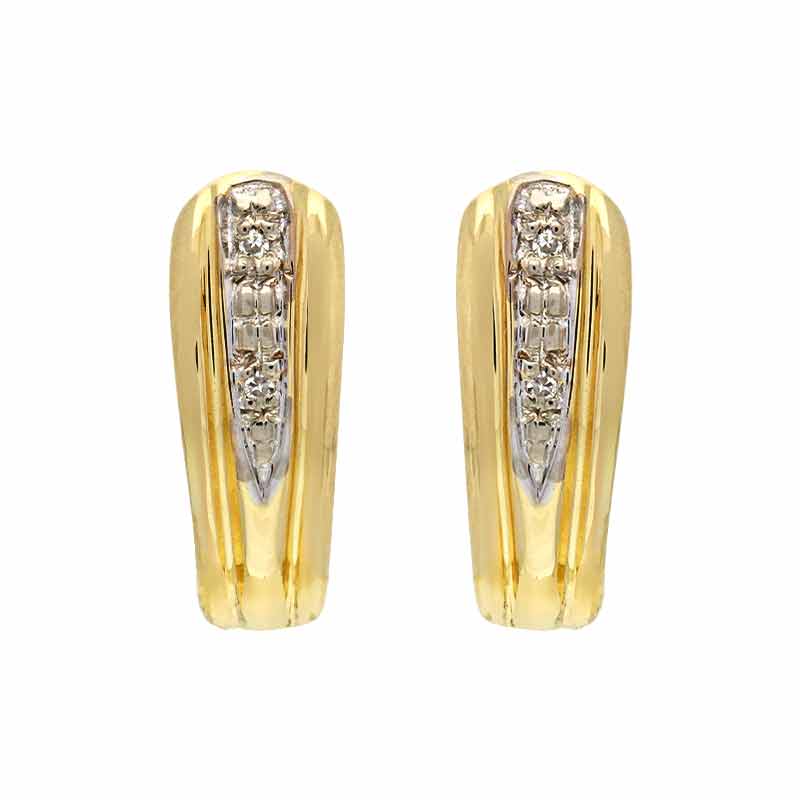 Diamant-Ohrstecker Gelbgold teil-rhodiniert