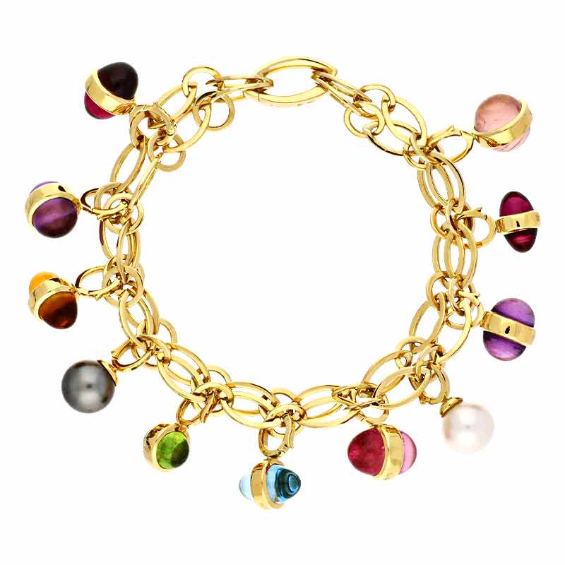 Farbstein Armband Gelbgold