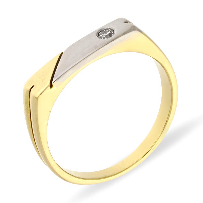 Brillant-Ring Gelbgold teil-rhodiniert