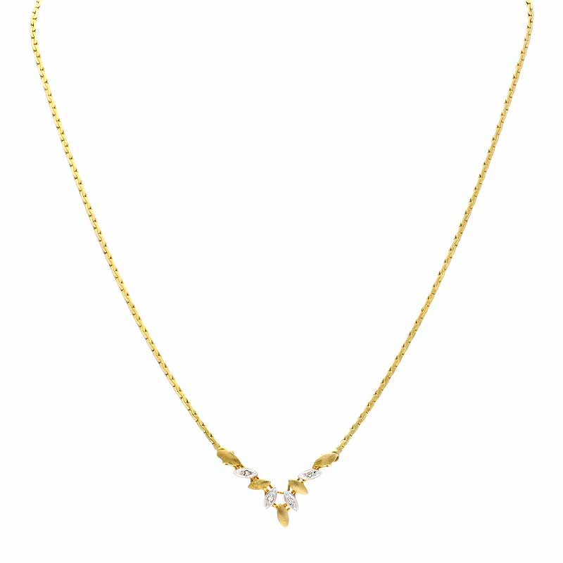 Diamant-Collier Gelbgold teil-rhodiniert
