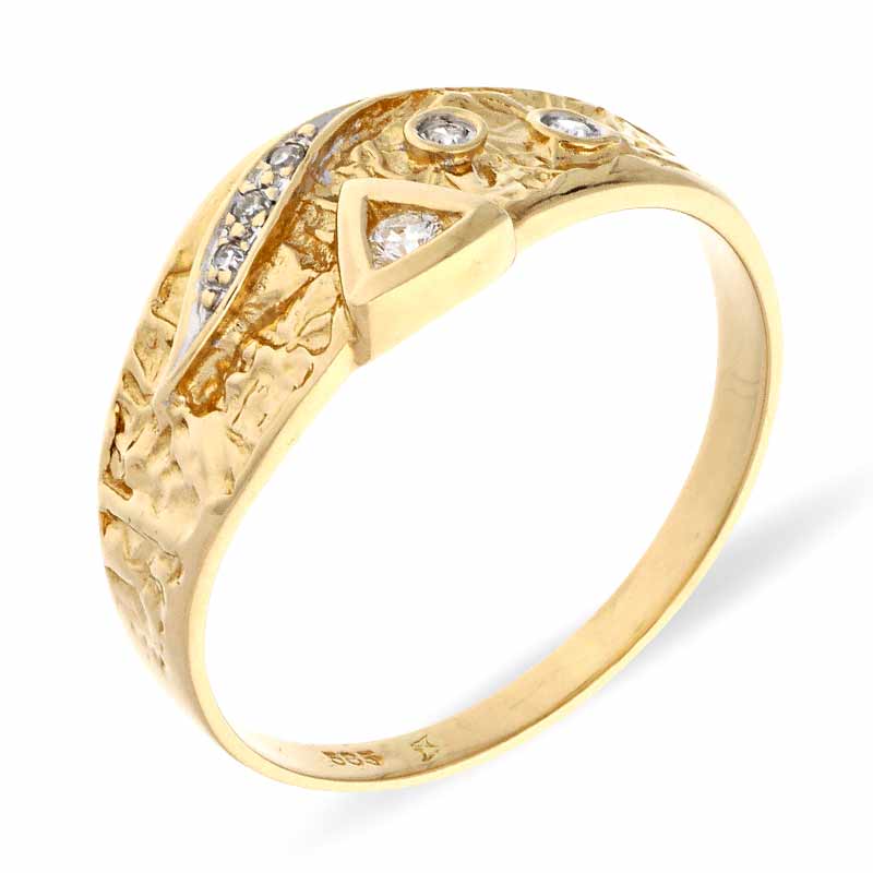 Diamant-Ring Gelbgold teil-rhodiniert