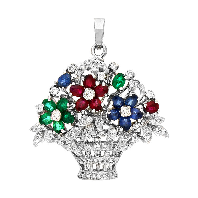 Farbstein-Anhänger Weißgold