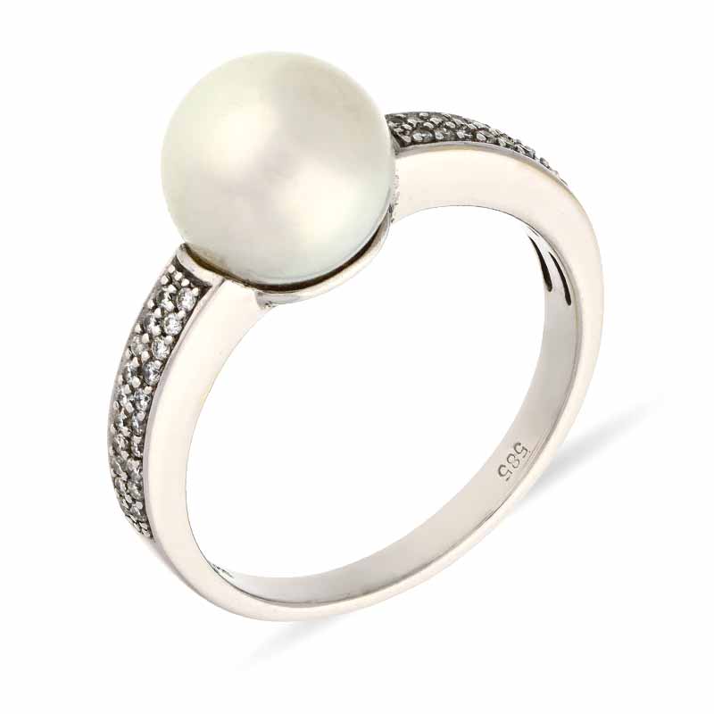 Perl- Ring Weißgold