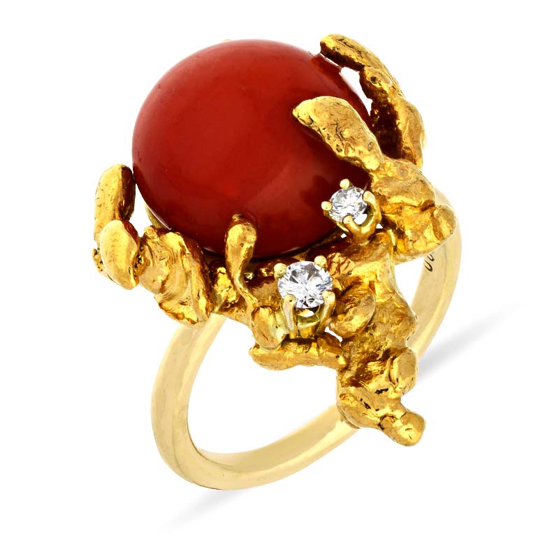 Korall-Ring Gelbgold