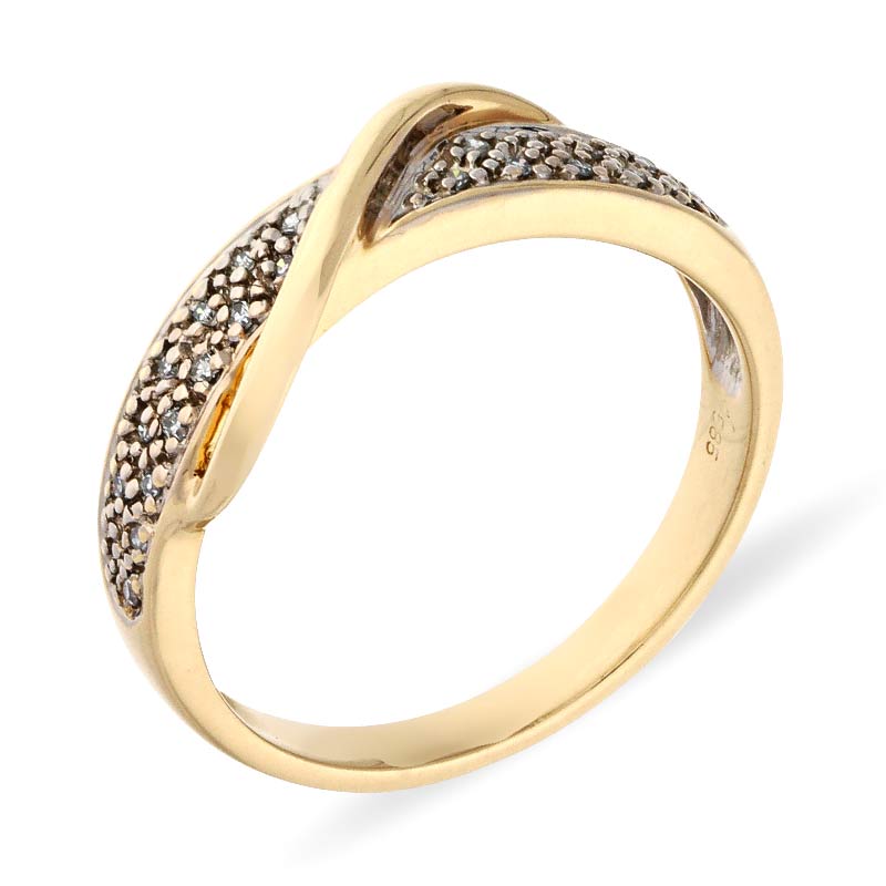 Diamant-Ring Gelbgold teil-rhodiniert