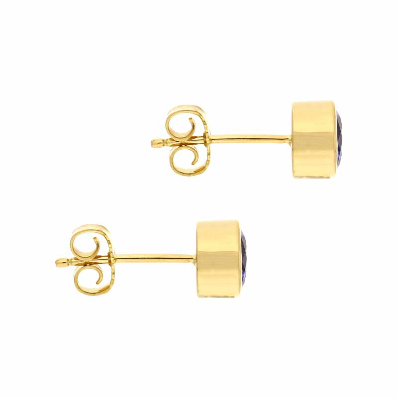 Tansanit-Ohrstecker Gelbgold
