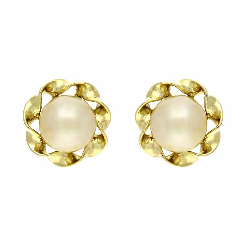 Perl-Ohrstecker Gelbgold