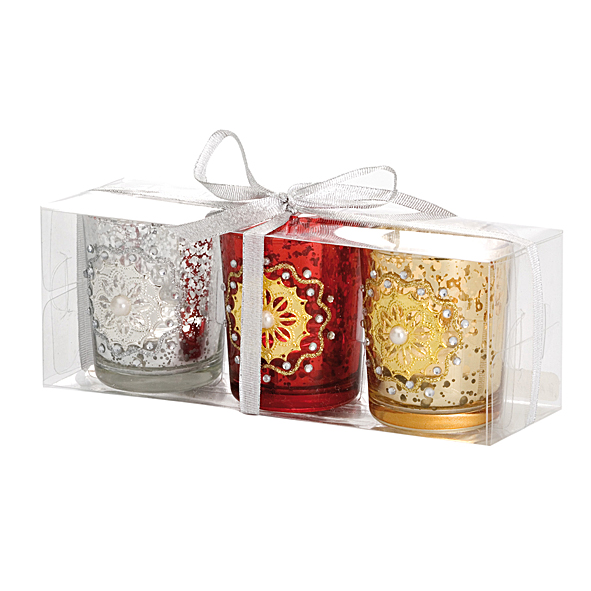 Teelichtgläser-Set mit Perlen