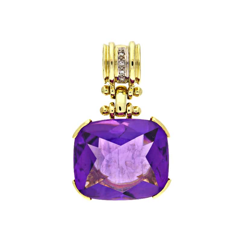 Amethyst-Anhänger Gelbgold teil-rhodiniert