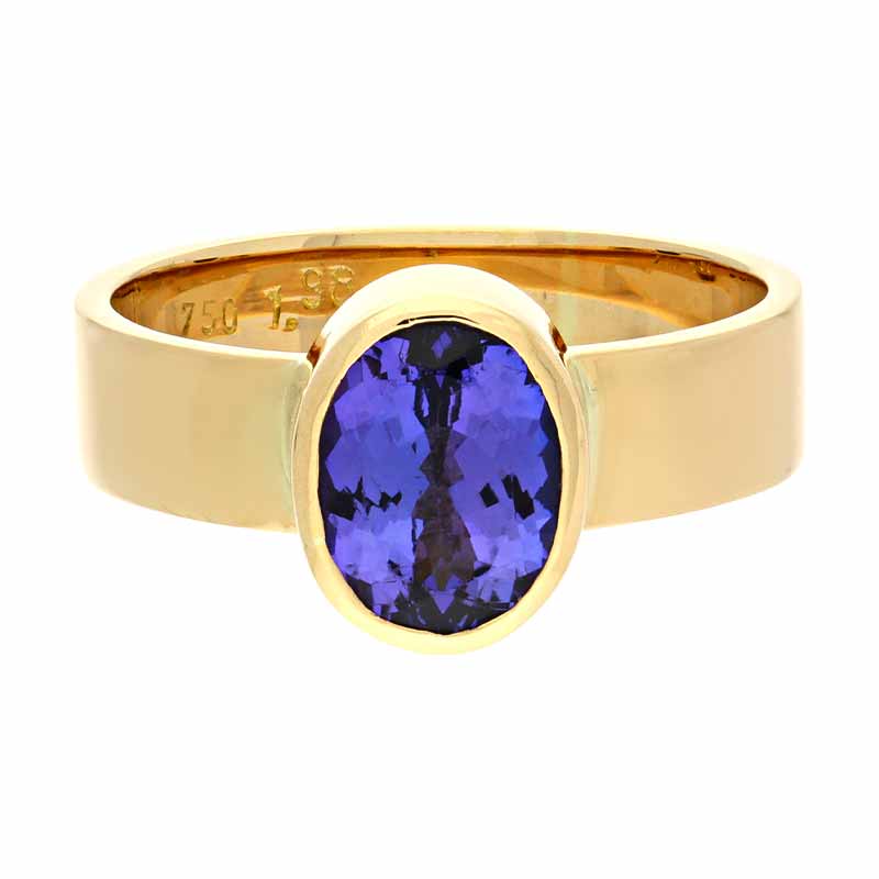 Tansanit-Ring Gelbgold