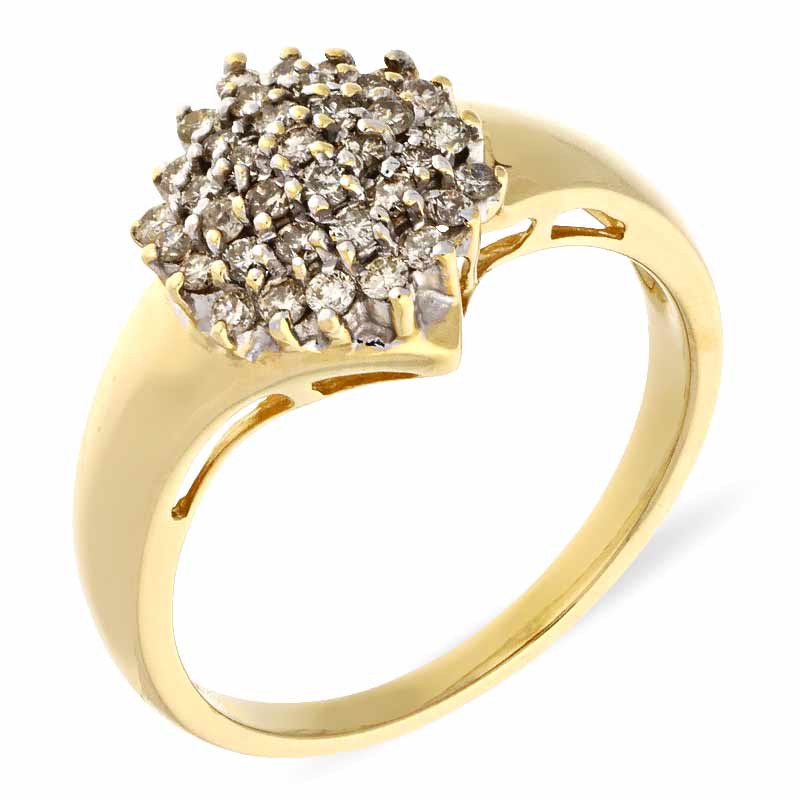 Brillant-Ring Gelbgold teil-rhodiniert