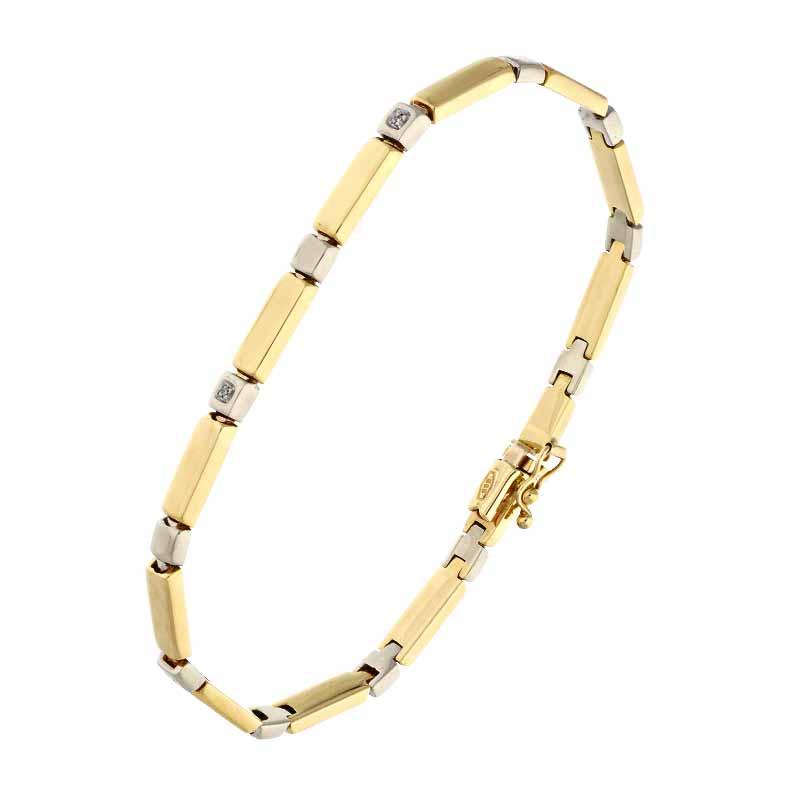 Brillant-Armband Gelbgold teil-rhodiniert