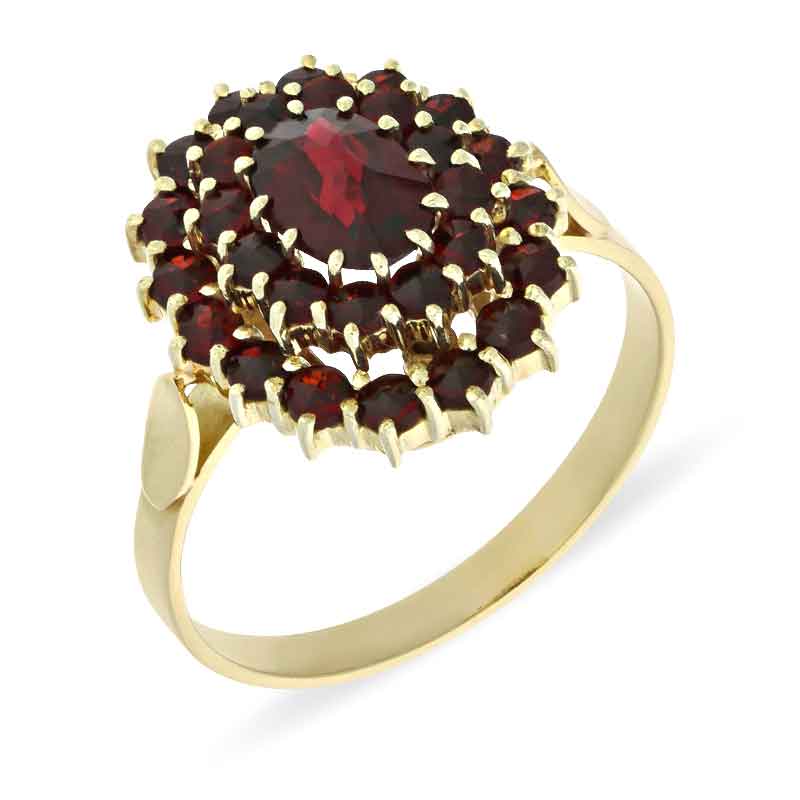 Granat-Ring Gelbgold