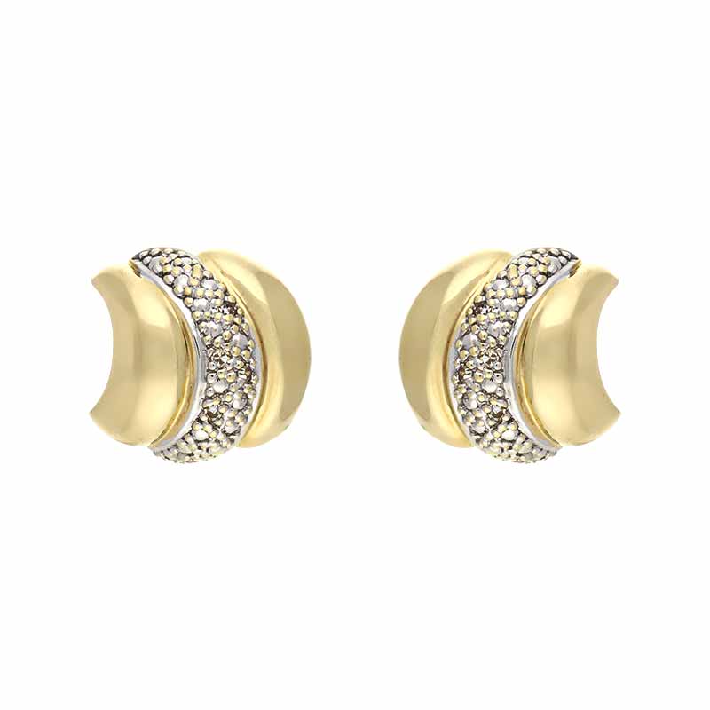 Diamant-Ohrstecker Gelbgold teil-rhodiniert
