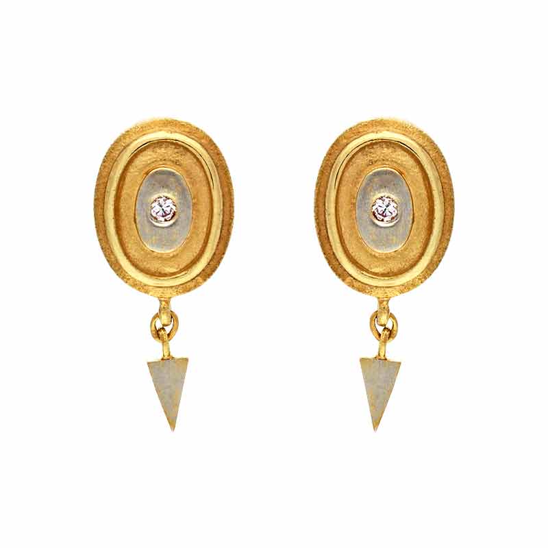 Brillant-Ohrstecker Gelbgold teil-rhodiniert