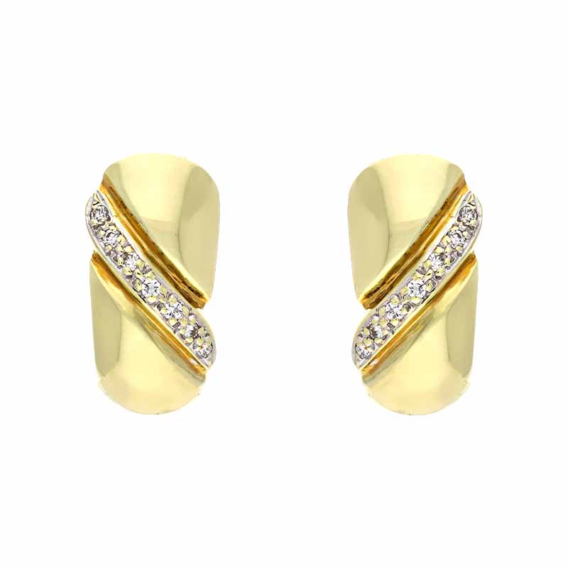 Brillant-Ohrstecker Gelbgold teil-rhodiniert