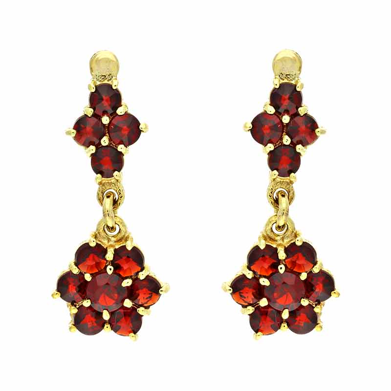 Granat-Ohrstecker Gelbgold