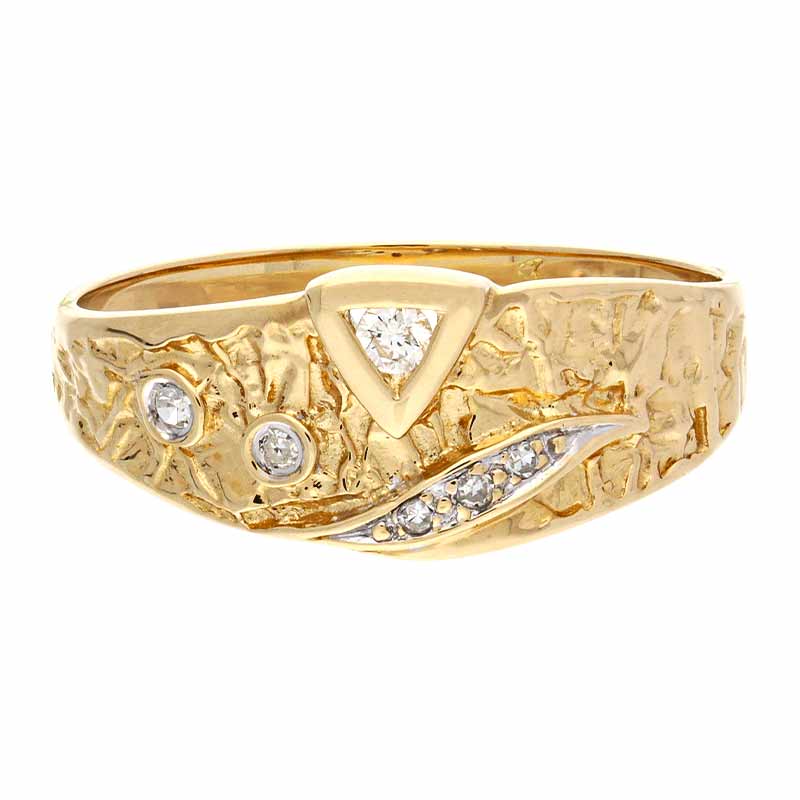 Diamant-Ring Gelbgold teil-rhodiniert
