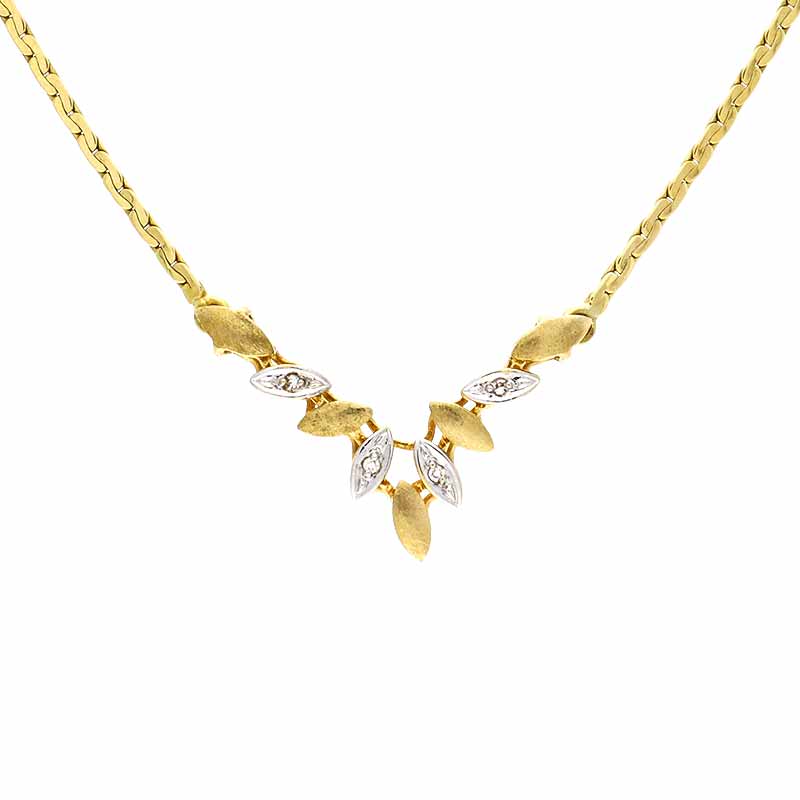 Diamant-Collier Gelbgold teil-rhodiniert
