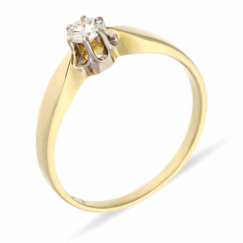 Brillant-Ring Gelbgold teil-rhodiniert