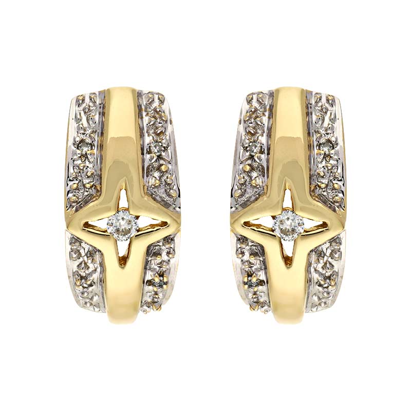 Diamant-Ohrstecker Gelbgold teil-rhodoniert