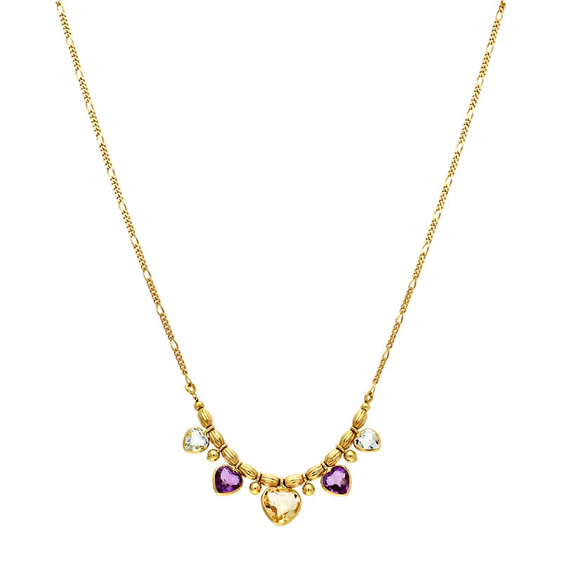 Farbstein-Collier Gelbgold