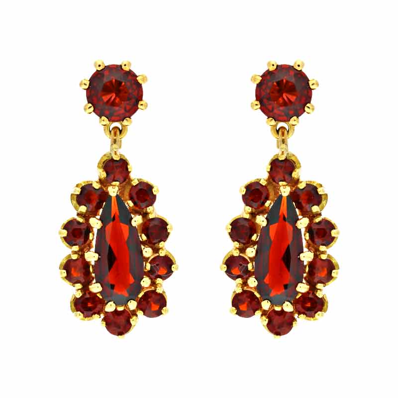 Granat-Ohrstecker Gelbgold