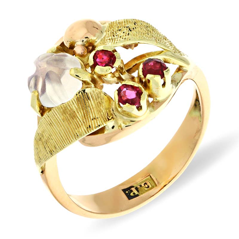 Mondstein-Ring Gelbgold