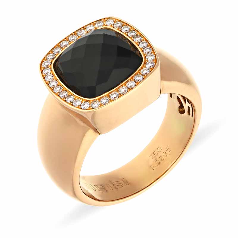 Onyx-Ring Roségold