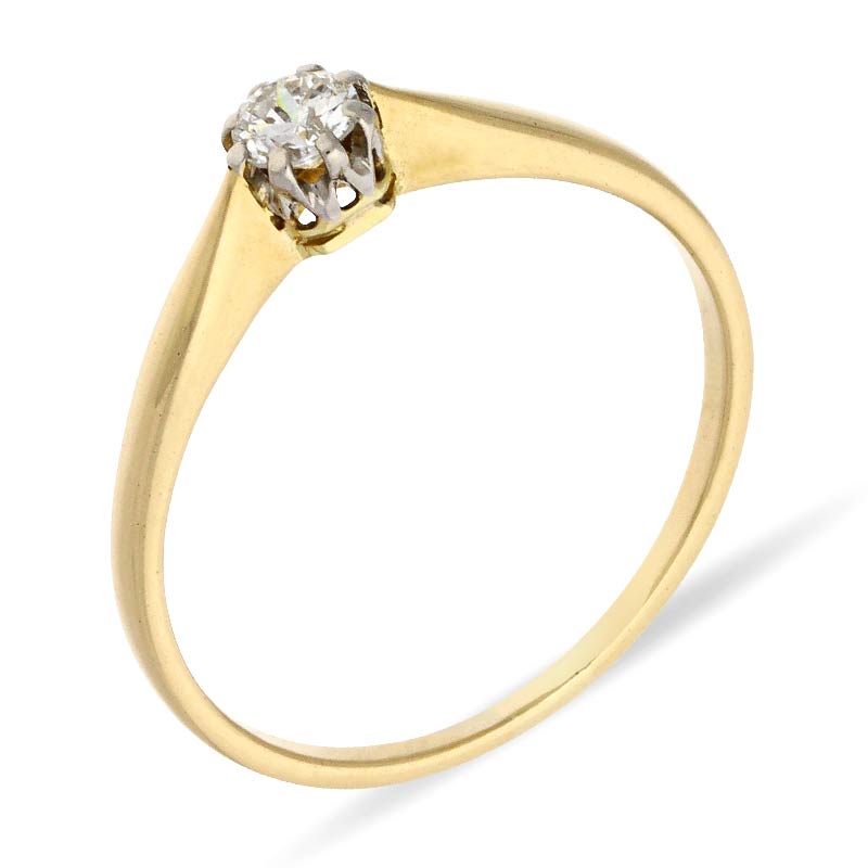 Diamant-Ring Gelbgold teil-rhodiniert