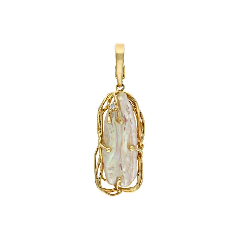 Perl-Clip-Anhänger Gelbgold