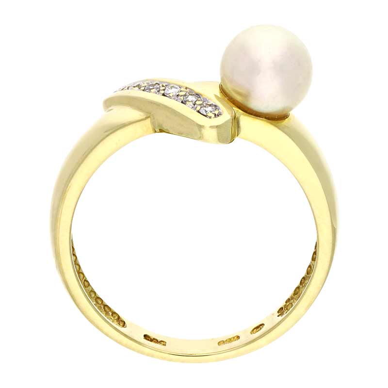 Perl-Ring Gelbgold teil-rhodiniert