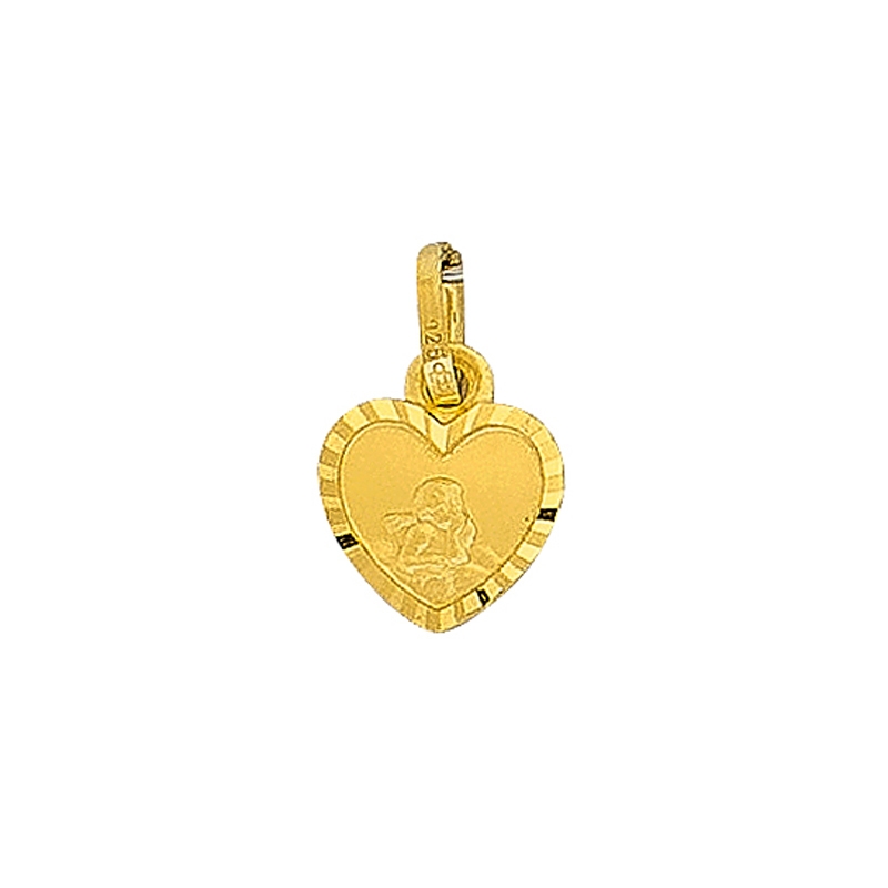 Betender Baby Engel Diamantschliff Anhänger Echt Massiv 10K Gelbgold