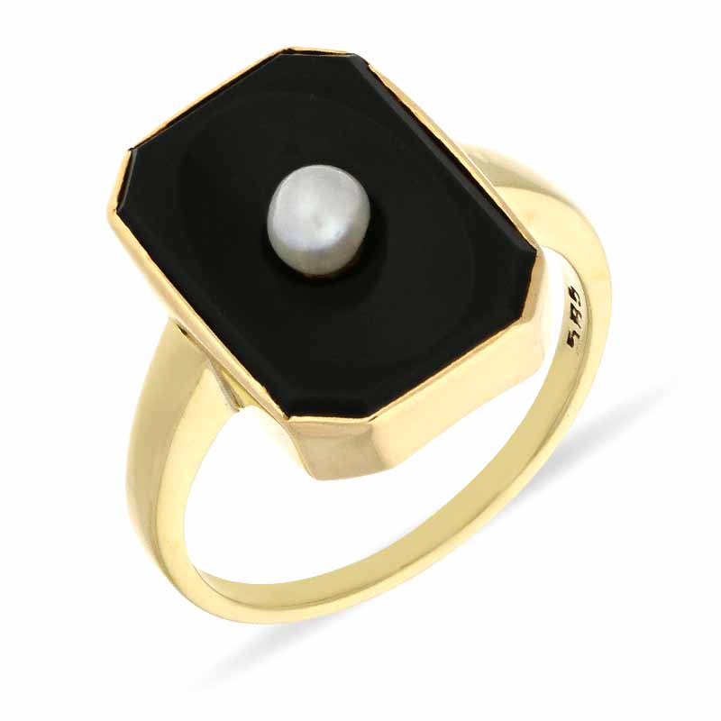Onyx-Ring Gelbgold