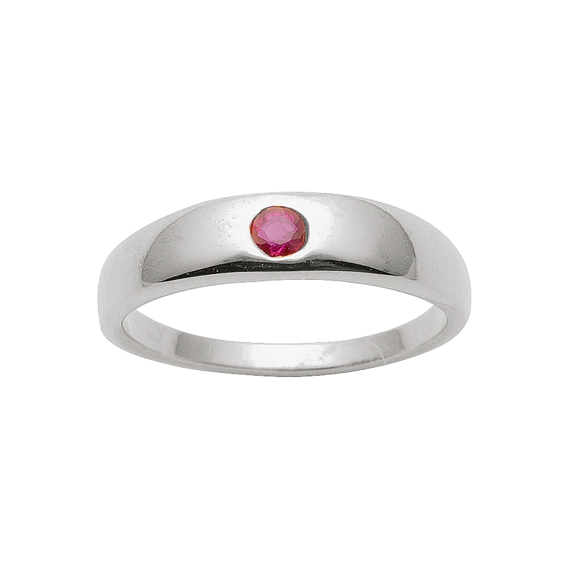 Taufring in Silber mit Rubin