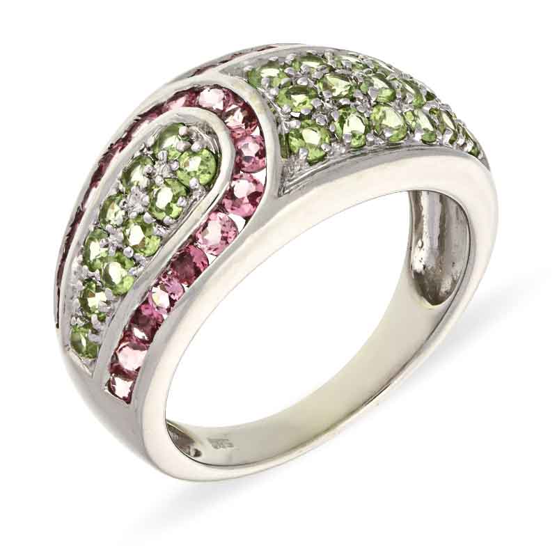 Farbstein-Ring Weißgold