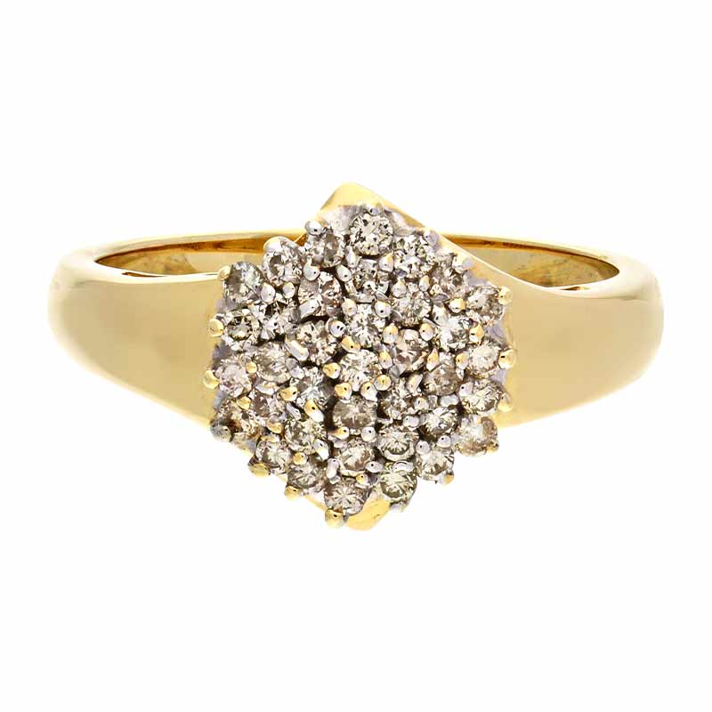 Brillant-Ring Gelbgold teil-rhodiniert