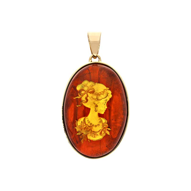 Bernstein-Anhänger Gelbgold