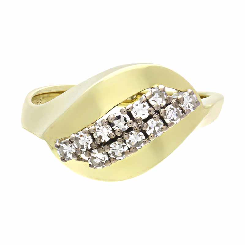 Diamant-Ring Gelbgold teil-rhodiniert