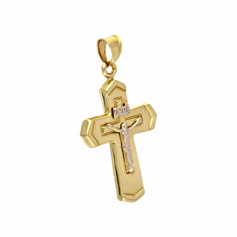Anhänger 'Kreuz' Gelbgold teil-rhodiniert