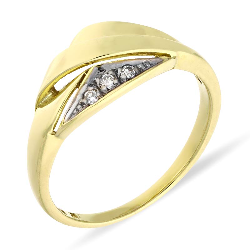 Brillant-Ring Gelbgold teil-rhodiniert