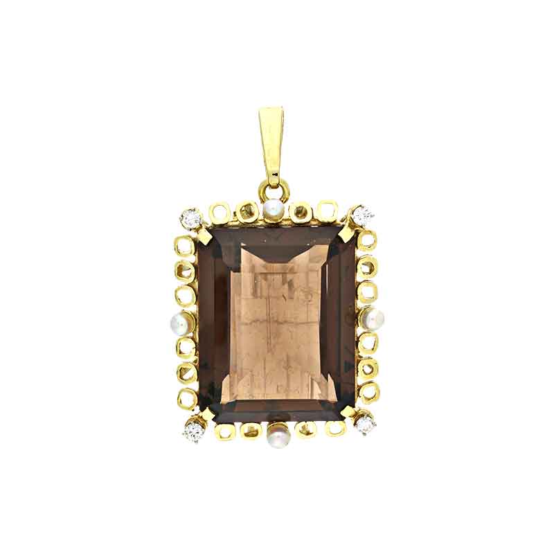 Rauchquarz-Anhänger Gelbgold